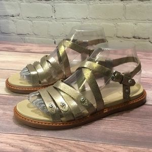 Frye Andora Concho Strappy Sandal Metallic Shimmer Studded Women’s Size 6
